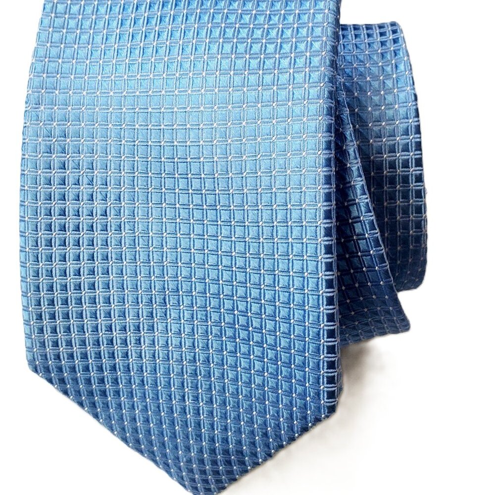 Nordstrom 100% Silk Necktie Light Blue Solid Jacquard 61"x3.25"